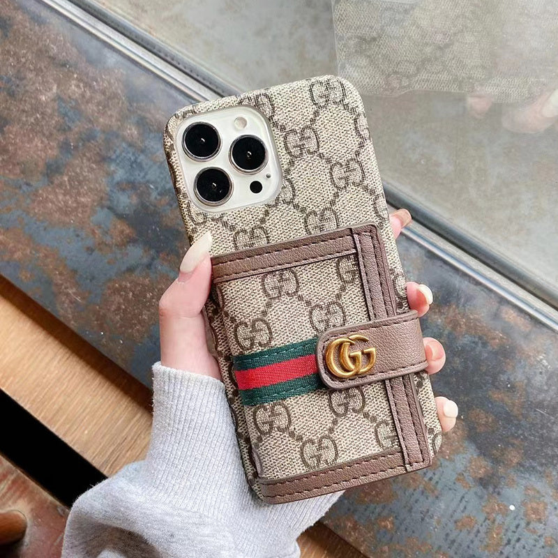 GG iPhone Case With Wallet Brown