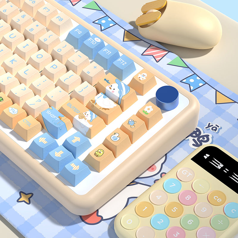 Cute Duck Cherry Profile Dye Sub PBT Anime Keycaps Set