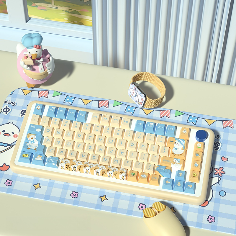 Cute Duck Cherry Profile Dye Sub PBT Anime Keycaps Set