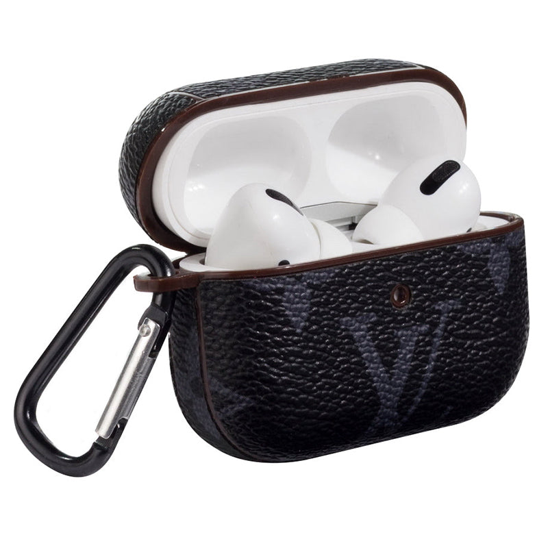 Luxury Leather AirPods Pro Cases Black Big Ptinting