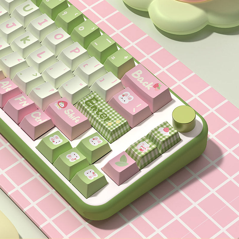 Strawberry Milk Bunny Cherry Profile Dye Sub PBT Keycap Set