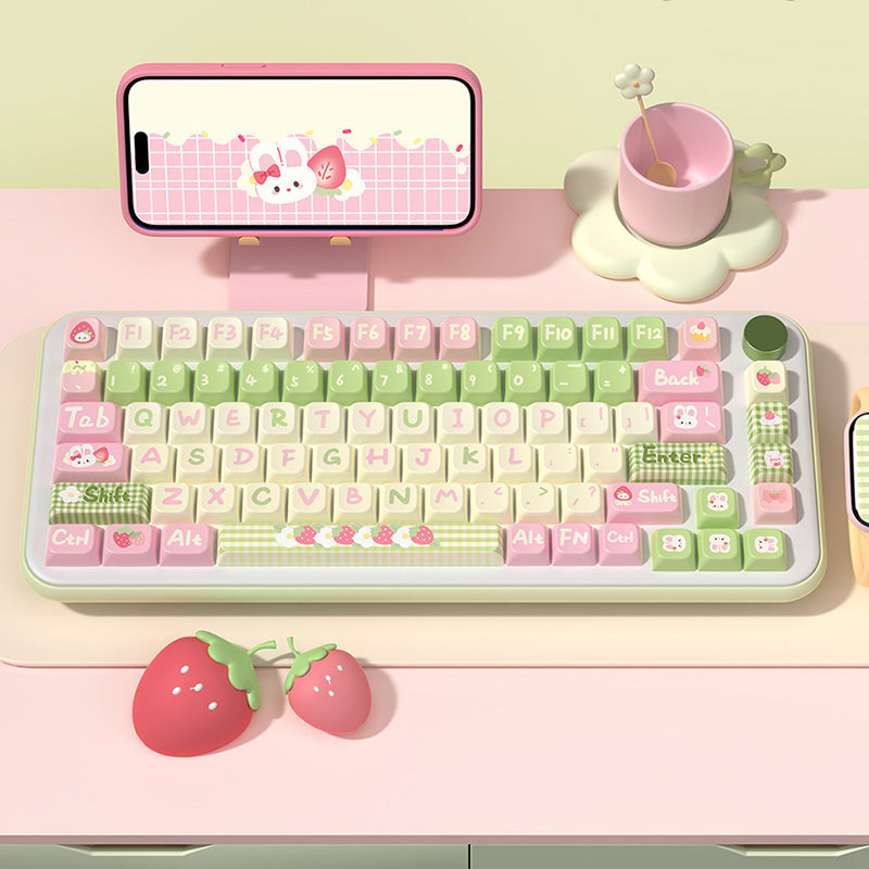 Strawberry Milk Bunny MDA Profile Dye Sub PBT Keycap Set