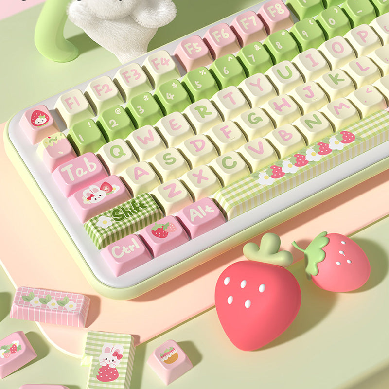 Strawberry Milk Bunny MDA Profile Dye Sub PBT Keycap Set