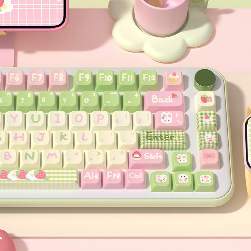 Strawberry Milk Bunny MDA Profile Dye Sub PBT Keycap Set