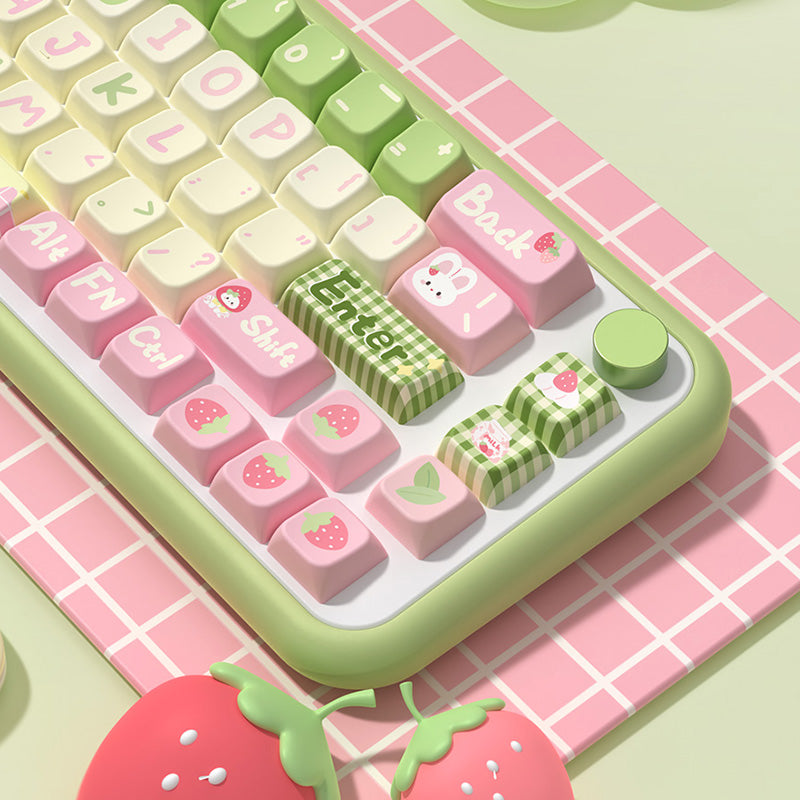 Strawberry Milk Bunny MDA Profile Dye Sub PBT Keycap Set